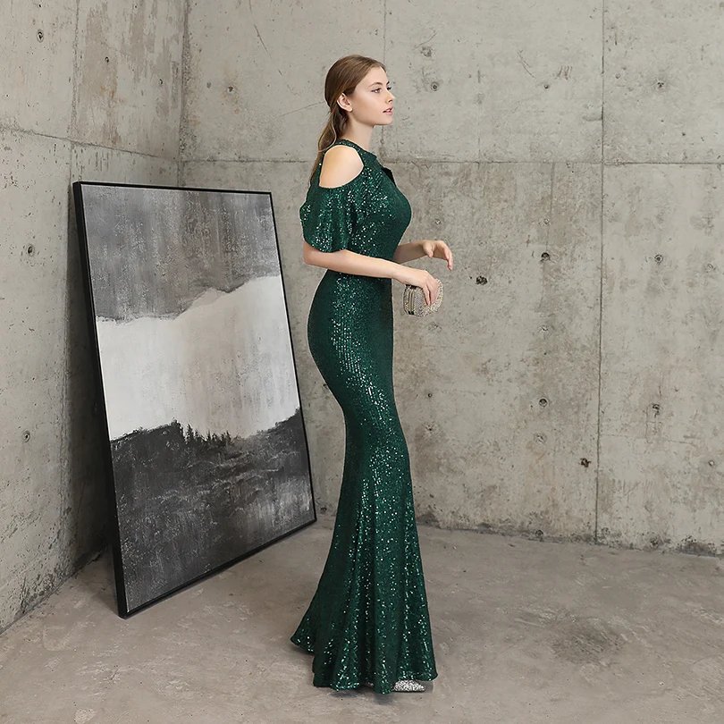 Fleepmart Elegant Mermaid Off the Shoulder Evening Dresses for Woman Sequins Dress for Special Occasions Formal Party Dresses