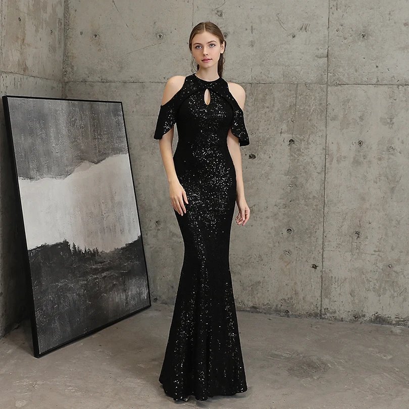 Fleepmart Elegant Mermaid Off the Shoulder Evening Dresses for Woman Sequins Dress for Special Occasions Formal Party Dresses