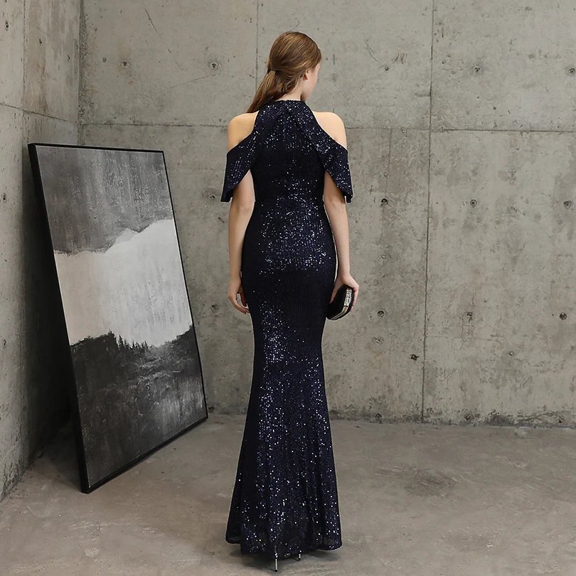 Fleepmart Elegant Mermaid Off the Shoulder Evening Dresses for Woman Sequins Dress for Special Occasions Formal Party Dresses