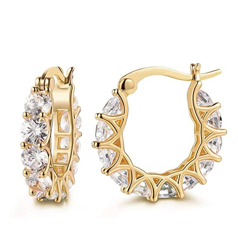 Cubic Zirconia Hoop Earrings for Women | Sparkling Party Jewelry Cubic Zirconia Hoop Earrings for Women | Sparkling Party Jewelry