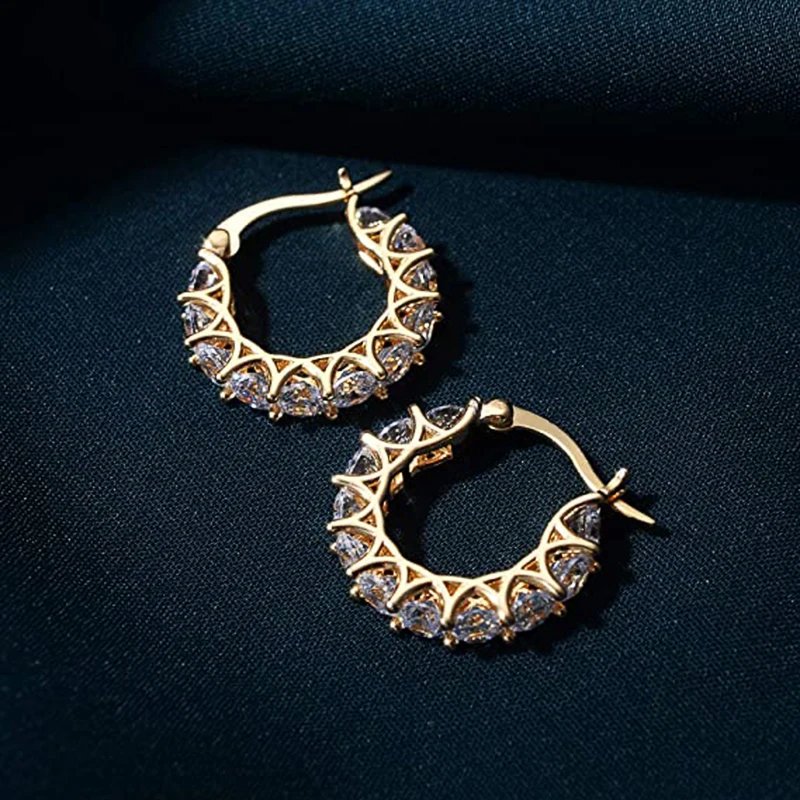 Cubic Zirconia Hoop Earrings for Women | Sparkling Party Jewelry Cubic Zirconia Hoop Earrings for Women | Sparkling Party Jewelry