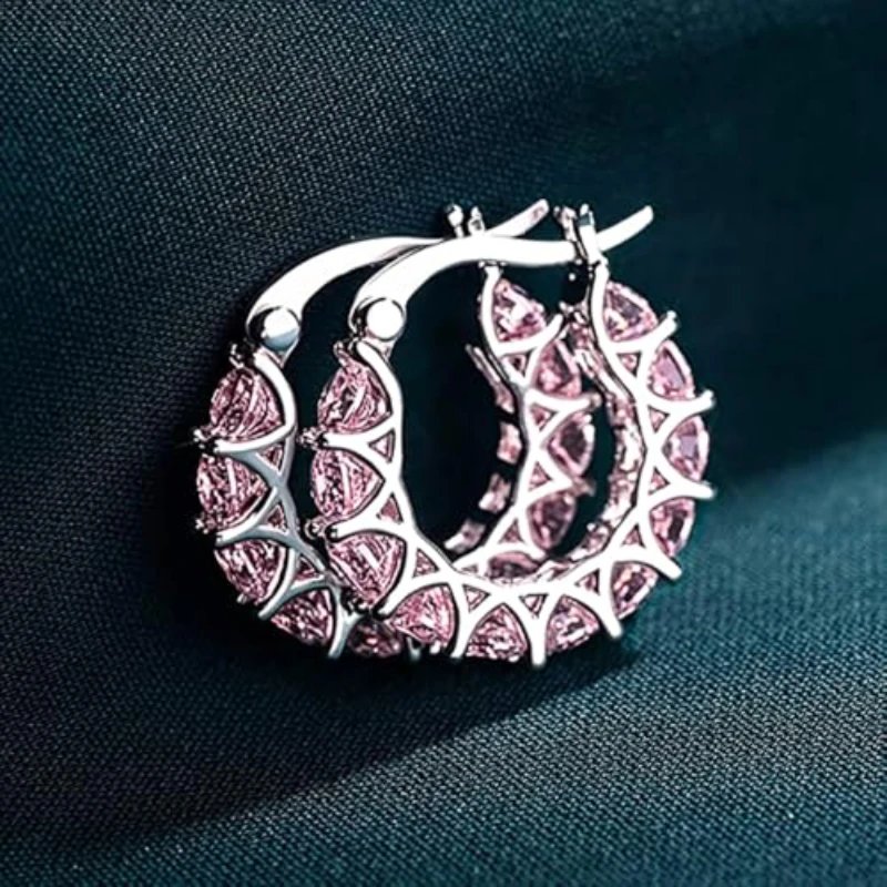 Cubic Zirconia Hoop Earrings for Women | Sparkling Party Jewelry Cubic Zirconia Hoop Earrings for Women | Sparkling Party Jewelry