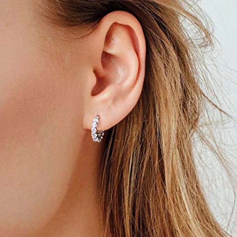 Cubic Zirconia Hoop Earrings for Women | Sparkling Party Jewelry Cubic Zirconia Hoop Earrings for Women | Sparkling Party Jewelry