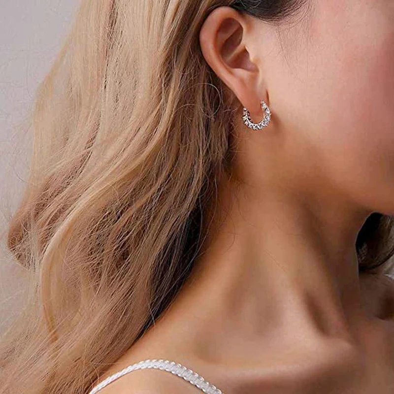 Cubic Zirconia Hoop Earrings for Women | Sparkling Party Jewelry Cubic Zirconia Hoop Earrings for Women | Sparkling Party Jewelry