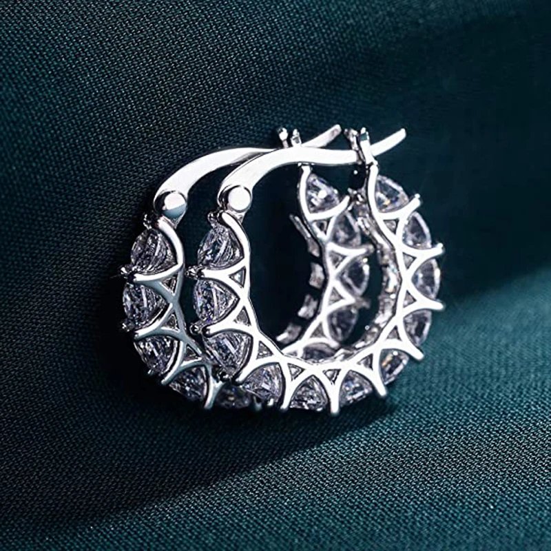 Cubic Zirconia Hoop Earrings for Women | Sparkling Party Jewelry Cubic Zirconia Hoop Earrings for Women | Sparkling Party Jewelry