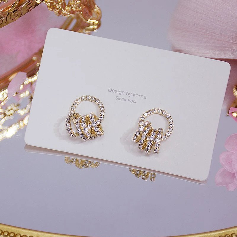14K Gold Plated AAA Zirconia Circle Stud Earrings for Women