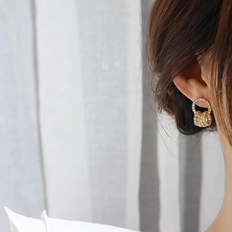 14K Gold Plated AAA Zirconia Circle Stud Earrings for Women