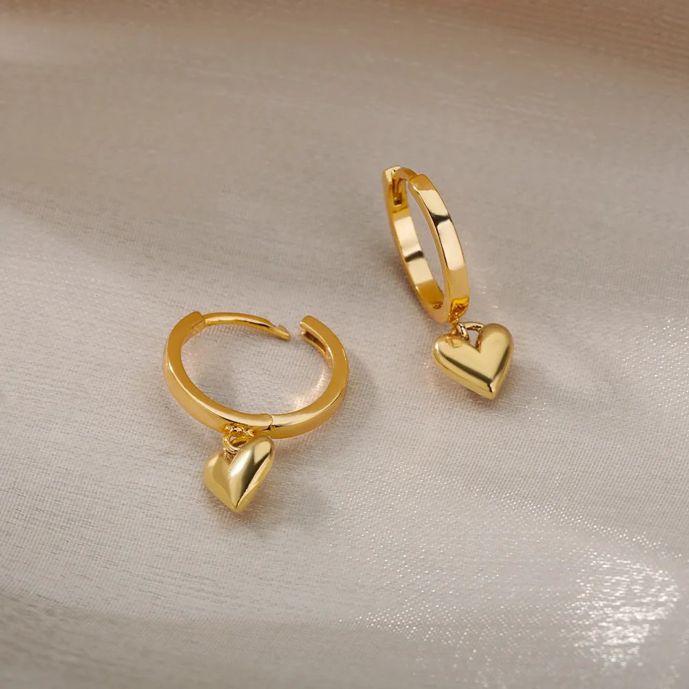 Vintage Gold Heart Drop Earrings for Women | Stainless Steel Jewelry Vintage Gold Heart Drop Earrings for Women | Stainless Steel Jewelry