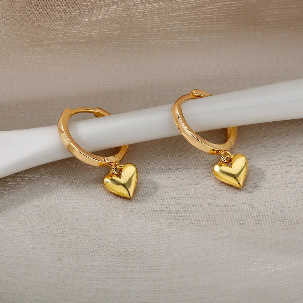 Vintage Gold Heart Drop Earrings for Women | Stainless Steel Jewelry Vintage Gold Heart Drop Earrings for Women | Stainless Steel Jewelry