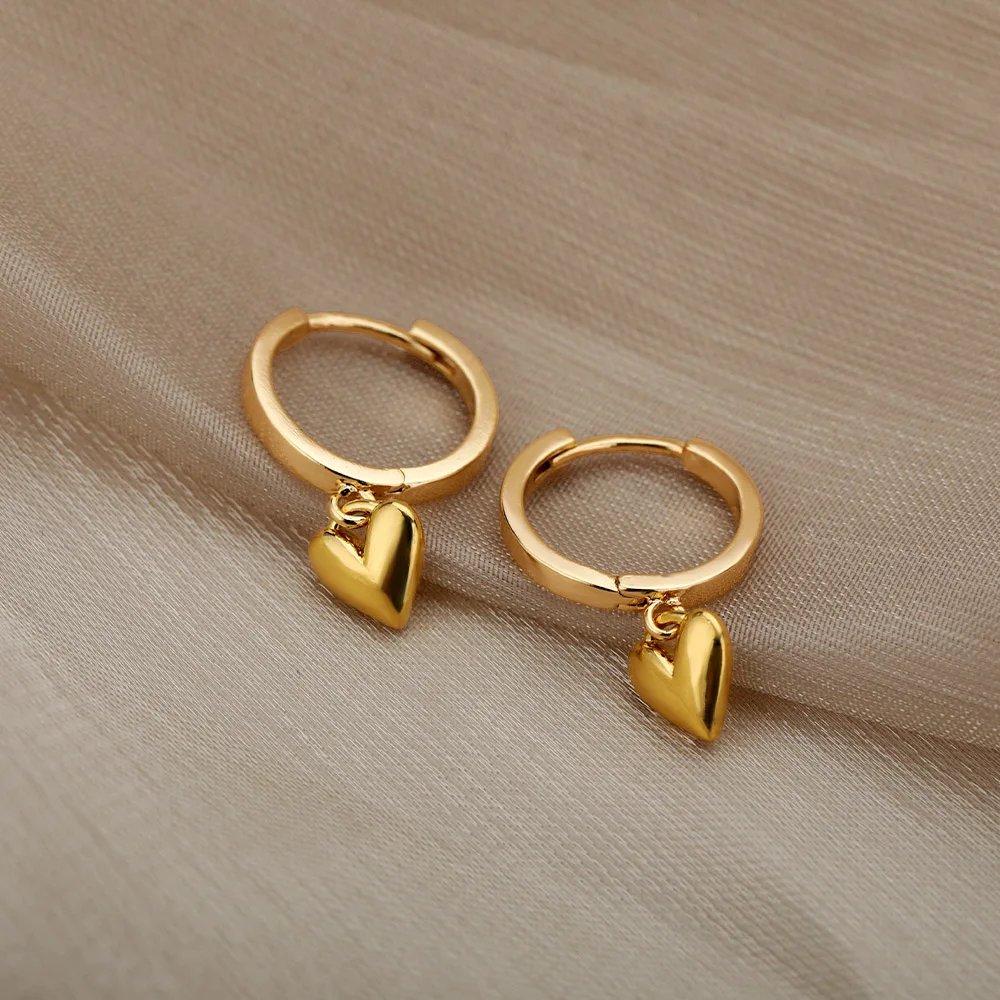 Vintage Gold Heart Drop Earrings for Women | Stainless Steel Jewelry Vintage Gold Heart Drop Earrings for Women | Stainless Steel Jewelry