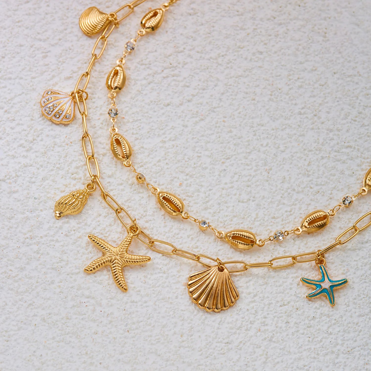 Fleepmart Starfish Conch Layered Choker Necklaces for Women Boho Gold Color Shell Chain Necklaces Charms Beach Summer Party Jewelry Gift Fleepmart Starfish Conch Layered Choker Necklaces for Women Boho Gold Color Shell Chain Necklaces Charms Beach Summer Party Jewelry Gift