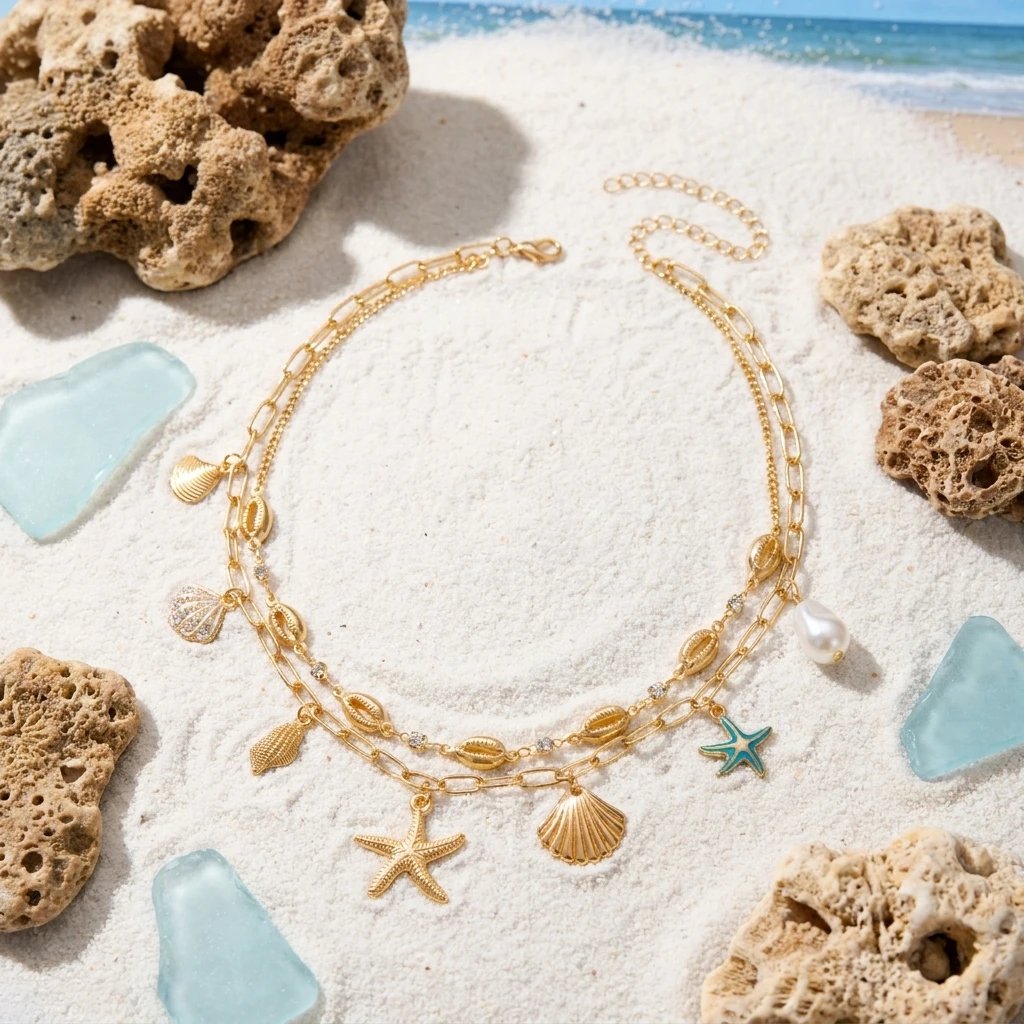 Fleepmart Starfish Conch Layered Choker Necklaces for Women Boho Gold Color Shell Chain Necklaces Charms Beach Summer Party Jewelry Gift Fleepmart Starfish Conch Layered Choker Necklaces for Women Boho Gold Color Shell Chain Necklaces Charms Beach Summer Party Jewelry Gift