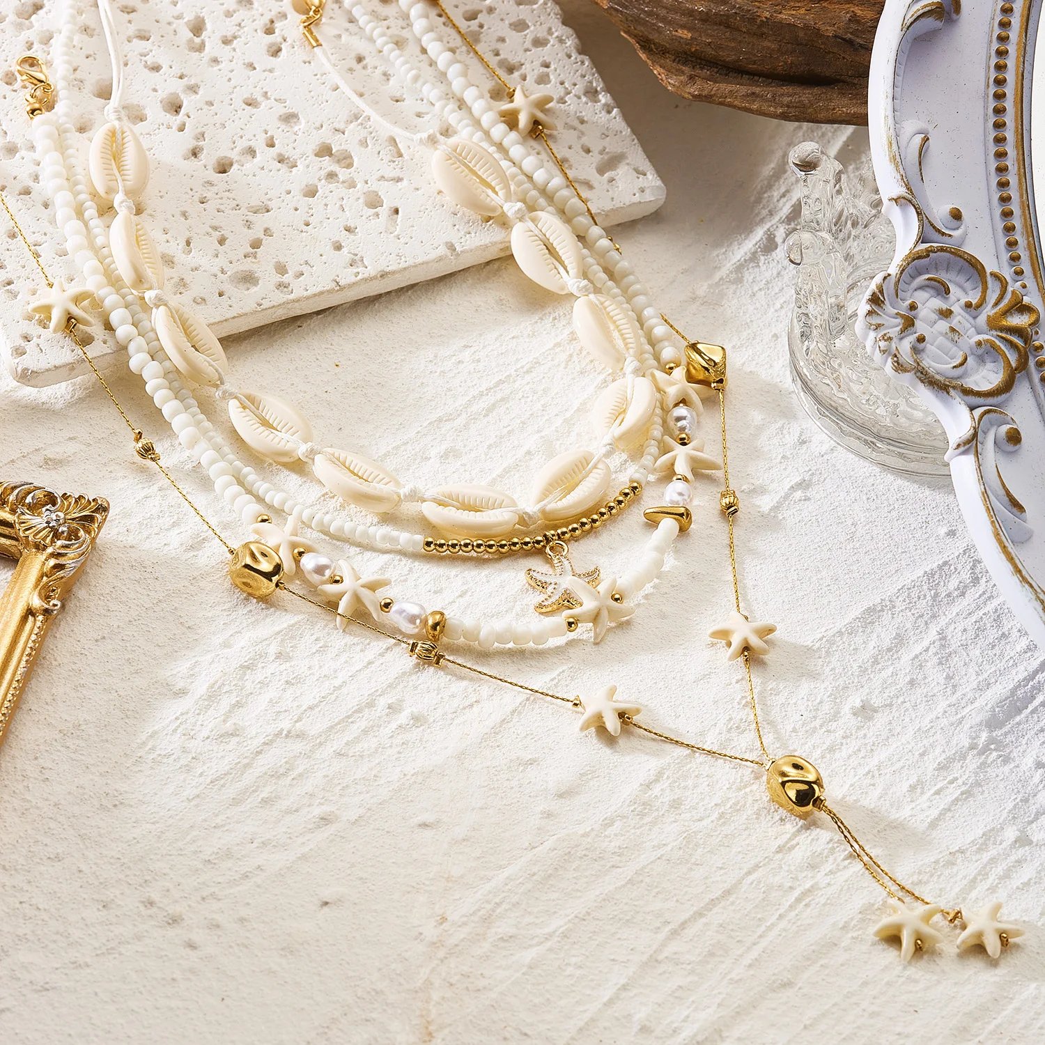 Fleepmart Bohemian Shell Starfish Tassel Necklaces Sets for Women Handmade Rice Bead Stacking Necklaces Trendy Summer Beach Jewelry Fleepmart Bohemian Shell Starfish Tassel Necklaces Sets for Women Handmade Rice Bead Stacking Necklaces Trendy Summer Beach Jewelry