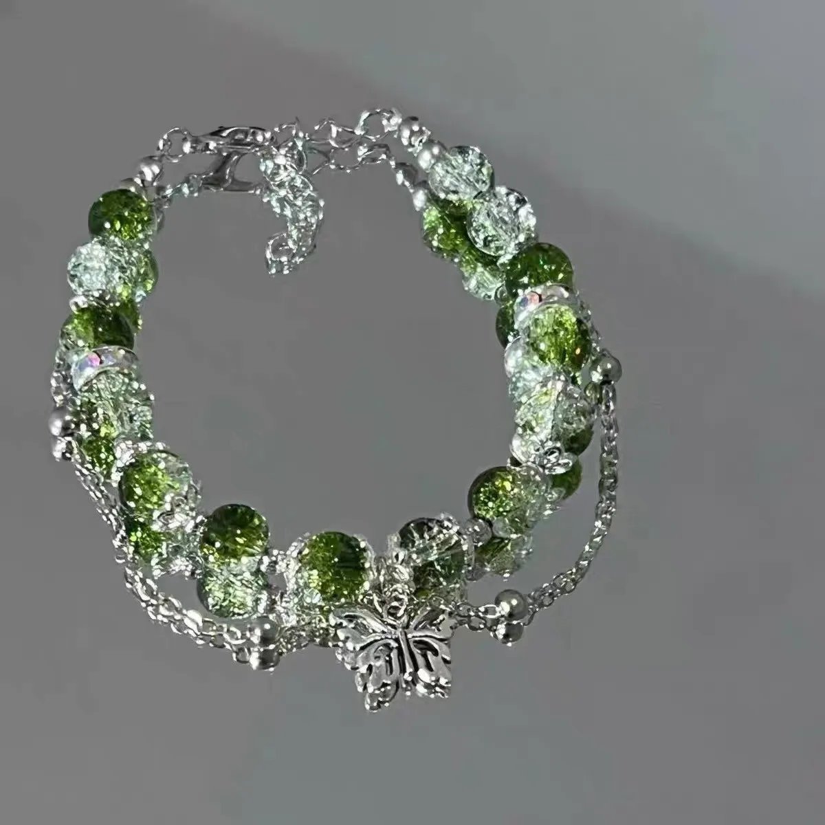 Fleepmart Niche Design Super Fairy Butterfly Bracelet for Women Sweet Green Bead Tassels Chain Elastic Bracelet Exquisite Party Jewelry Fleepmart Niche Design Super Fairy Butterfly Bracelet for Women Sweet Green Bead Tassels Chain Elastic Bracelet Exquisite Party Jewelry