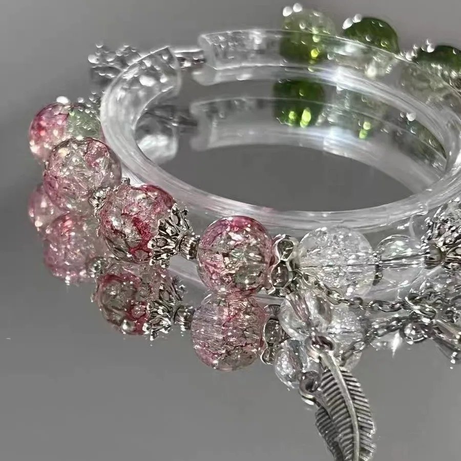 Fleepmart Niche Design Super Fairy Butterfly Bracelet for Women Sweet Green Bead Tassels Chain Elastic Bracelet Exquisite Party Jewelry Fleepmart Niche Design Super Fairy Butterfly Bracelet for Women Sweet Green Bead Tassels Chain Elastic Bracelet Exquisite Party Jewelry
