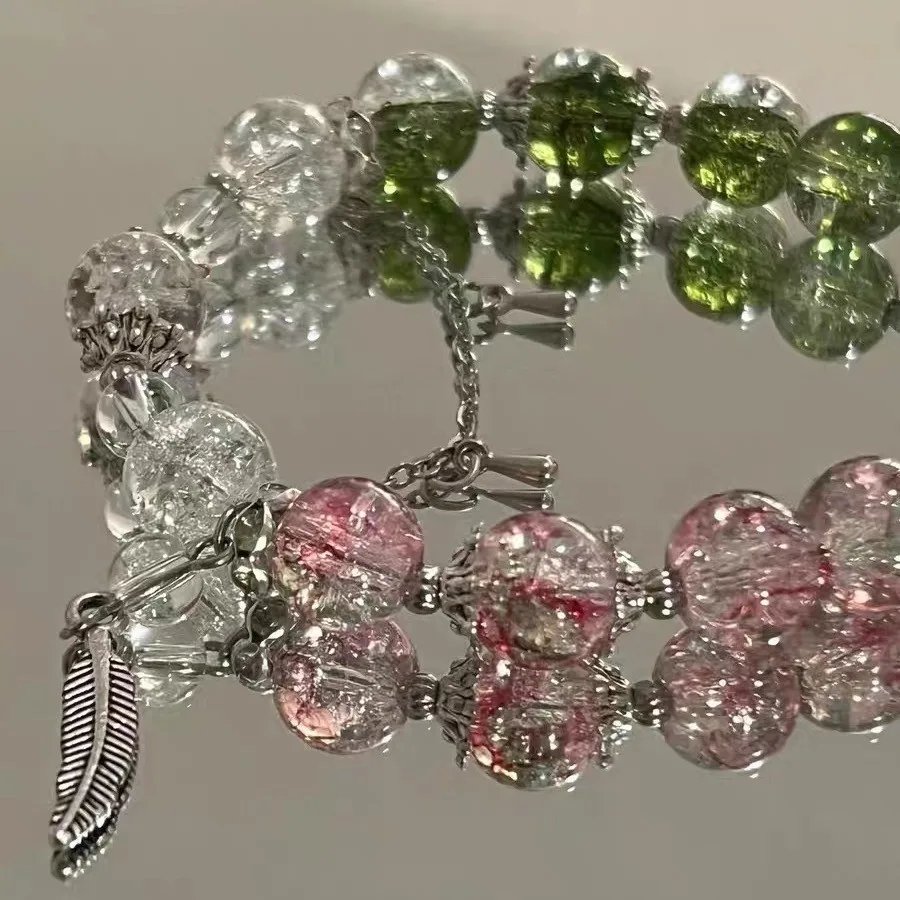 Fleepmart Niche Design Super Fairy Butterfly Bracelet for Women Sweet Green Bead Tassels Chain Elastic Bracelet Exquisite Party Jewelry Fleepmart Niche Design Super Fairy Butterfly Bracelet for Women Sweet Green Bead Tassels Chain Elastic Bracelet Exquisite Party Jewelry