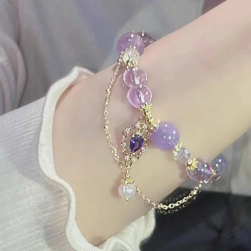 Fleepmart Light Luxury Purple Glass Crystal Beaded Bracelets for Women Chic Butterfly Tassel Pendant Bracelets Trendy Sweet Party Jewelry Fleepmart Light Luxury Purple Glass Crystal Beaded Bracelets for Women Chic Butterfly Tassel Pendant Bracelets Trendy Sweet Party Jewelry