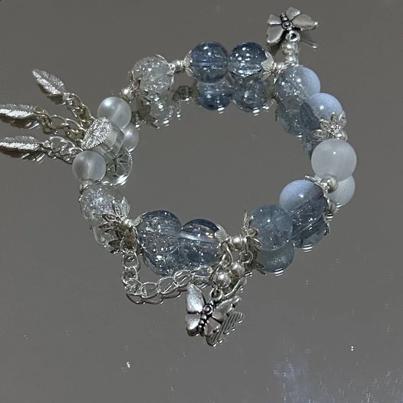 Fleepmart Light Luxury Purple Glass Crystal Beaded Bracelets for Women Chic Butterfly Tassel Pendant Bracelets Trendy Sweet Party Jewelry Fleepmart Light Luxury Purple Glass Crystal Beaded Bracelets for Women Chic Butterfly Tassel Pendant Bracelets Trendy Sweet Party Jewelry