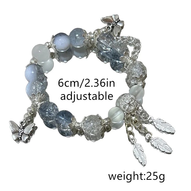 Fleepmart Light Luxury Purple Glass Crystal Beaded Bracelets for Women Chic Butterfly Tassel Pendant Bracelets Trendy Sweet Party Jewelry Fleepmart Light Luxury Purple Glass Crystal Beaded Bracelets for Women Chic Butterfly Tassel Pendant Bracelets Trendy Sweet Party Jewelry