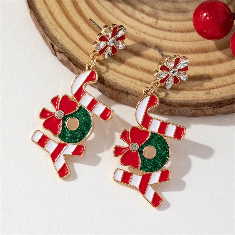 Fleepmart New Trendy Exquisite Christmas Light Bulb Drop Earrings for Women Simple Rhinestone Bowknot Earrings Xmas Party Jewelry Gifts
