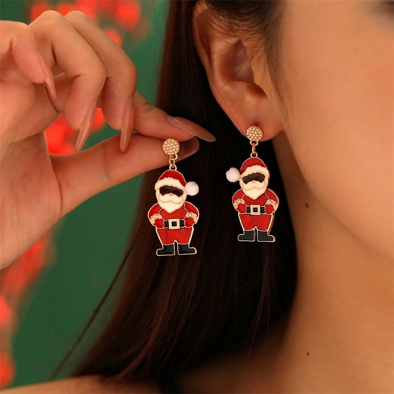 Fleepmart New Trendy Exquisite Christmas Light Bulb Drop Earrings for Women Simple Rhinestone Bowknot Earrings Xmas Party Jewelry Gifts
