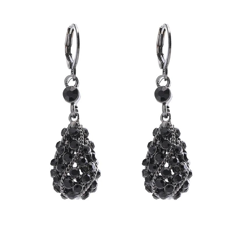 Fleepmart Simple Design Water Drop Shape Rhinestones Earrings for Women Light Luxury Shiny Zircon Hollow Earrings Jewelry Accessories